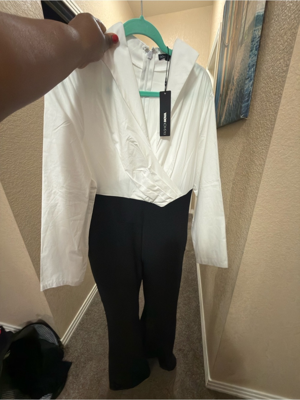 Vero Moda White and Black Wrap-Style Jumpsuit